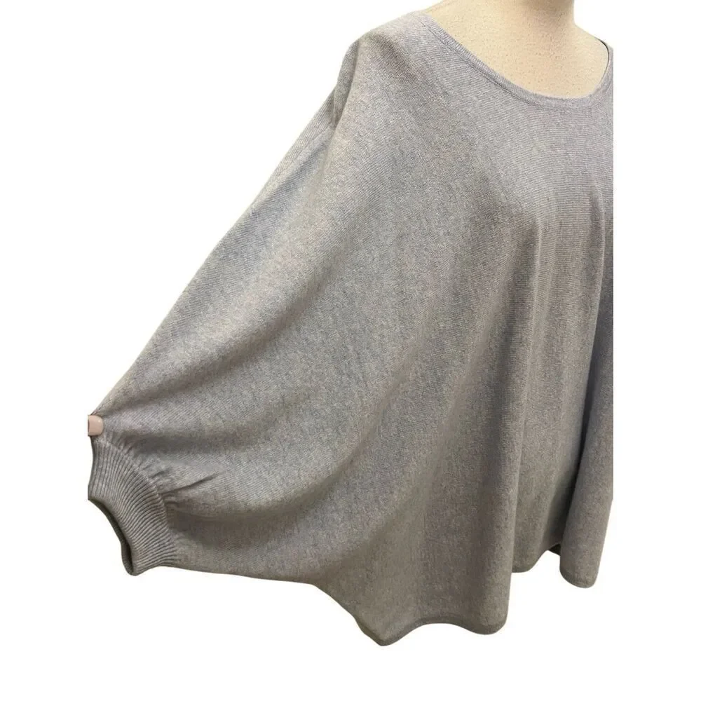 Garnet Hill Women's Heather Batwing Cashmere Pullover Sweater Gray Small NWT